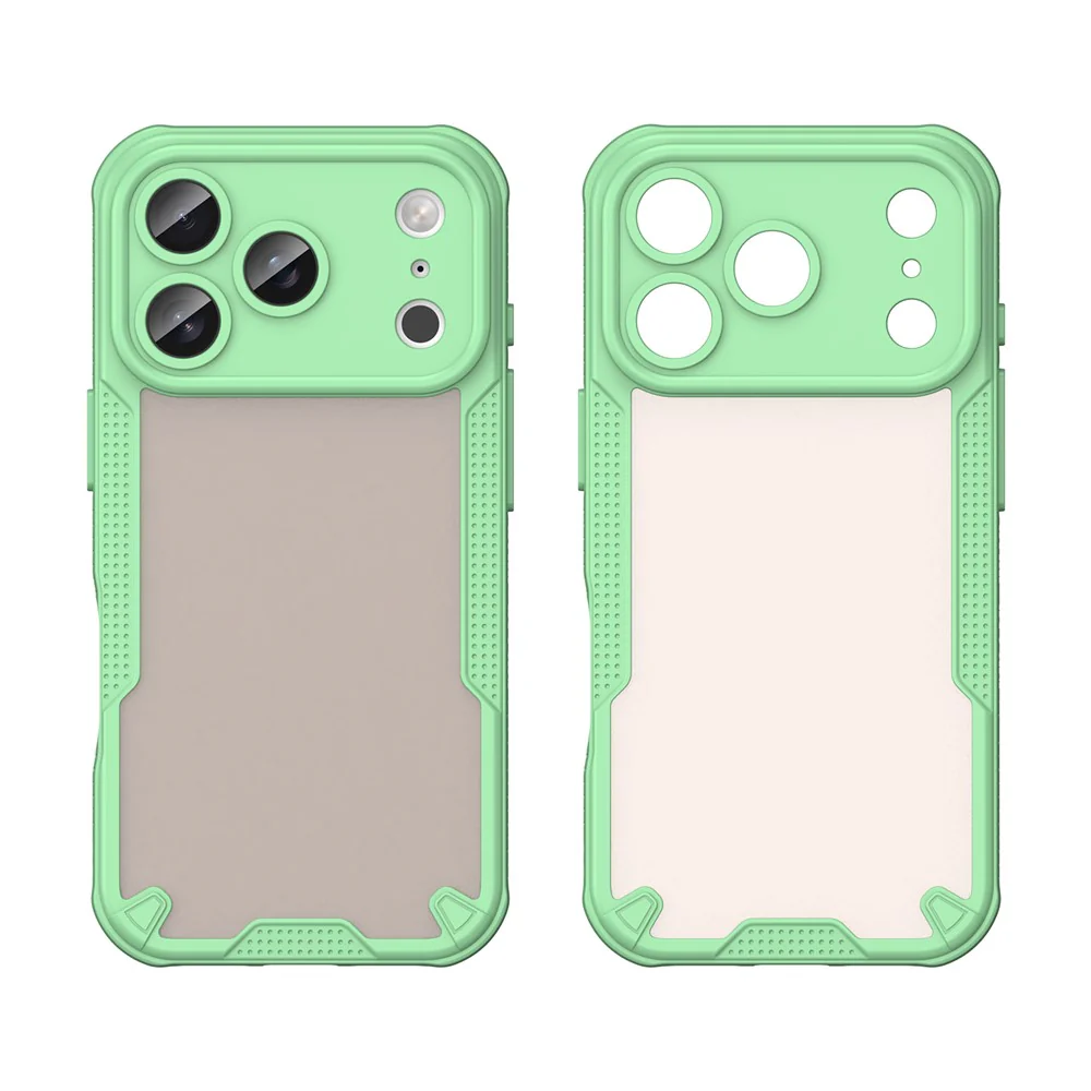 For iPhone 17 Pro Max Case PC + TPU Semi-Transparent Frosted Finish Protective Phone Cover - Green - Image 2