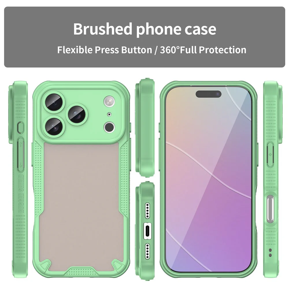 For iPhone 17 Pro Max Case PC + TPU Semi-Transparent Frosted Finish Protective Phone Cover - Green - Image 3