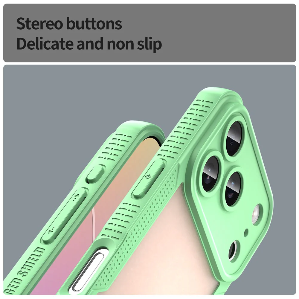 For iPhone 17 Pro Max Case PC + TPU Semi-Transparent Frosted Finish Protective Phone Cover - Green - Image 7