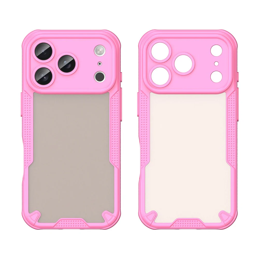 For iPhone 17 Pro Max Case PC + TPU Semi-Transparent Frosted Finish Protective Phone Cover - Pink - Image 2