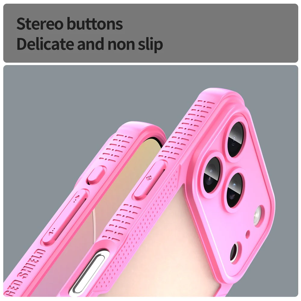For iPhone 17 Pro Max Case PC + TPU Semi-Transparent Frosted Finish Protective Phone Cover - Pink - Image 7