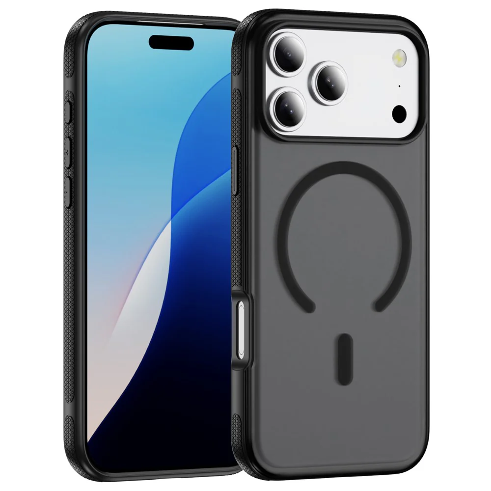 For iPhone 17 Pro Max Case PC + TPU Skin Touch Anti-drop Phone Cover Compatible with MagSafe - Black