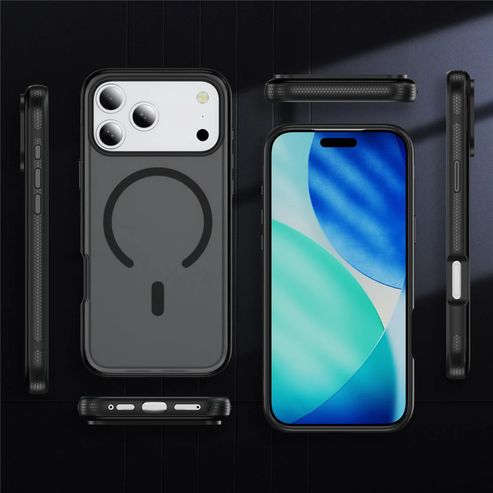 For iPhone 17 Pro Max Case PC + TPU Skin Touch Anti-drop Phone Cover Compatible with MagSafe - Black - Image 3