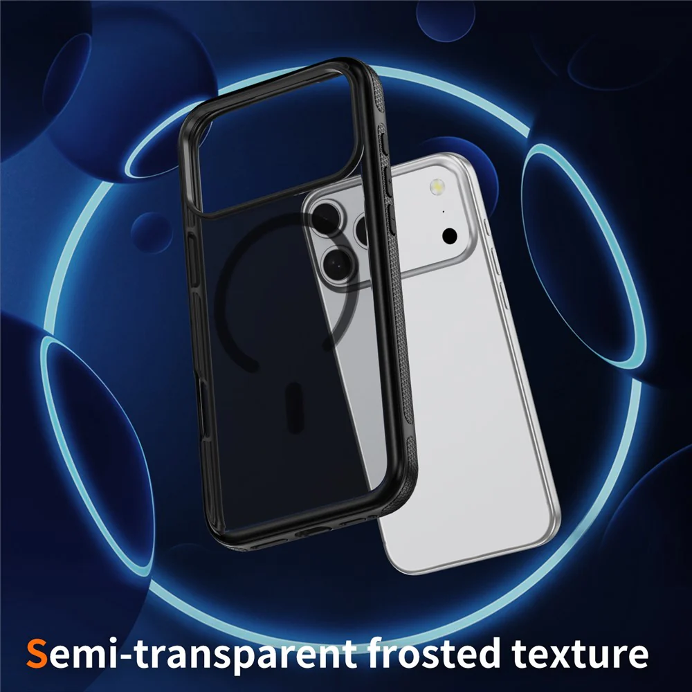 For iPhone 17 Pro Max Case PC + TPU Skin Touch Anti-drop Phone Cover Compatible with MagSafe - Black - Image 4