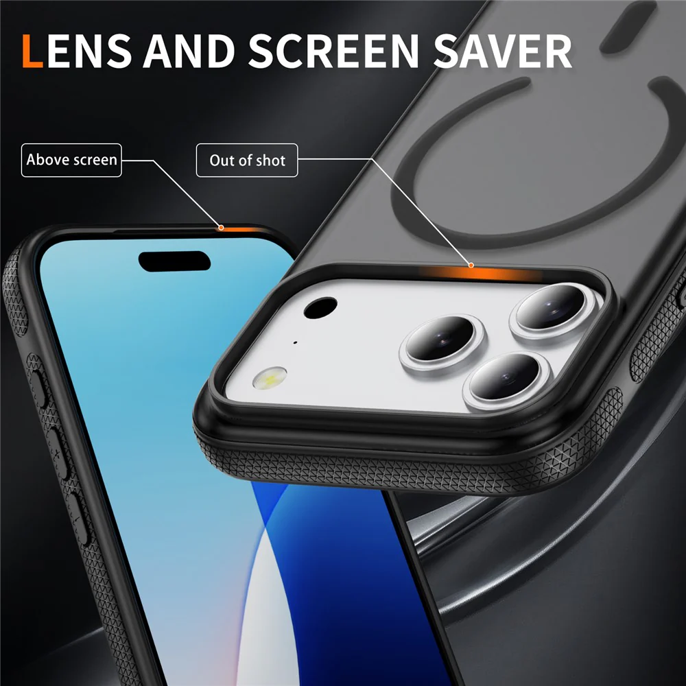 For iPhone 17 Pro Max Case PC + TPU Skin Touch Anti-drop Phone Cover Compatible with MagSafe - Black - Image 7