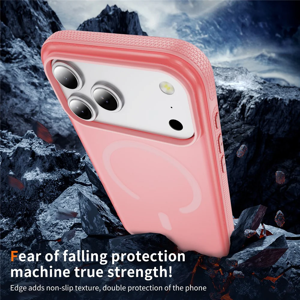 For iPhone 17 Pro Max Case PC + TPU Skin Touch Anti-drop Phone Cover Compatible with MagSafe - Pink - Image 5