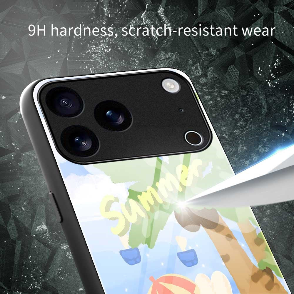 For iPhone 17 Pro Max Case PC TPU Tempered Glass Pattern Printing Anti Drop Phone Back Cover - B0248 - Image 6