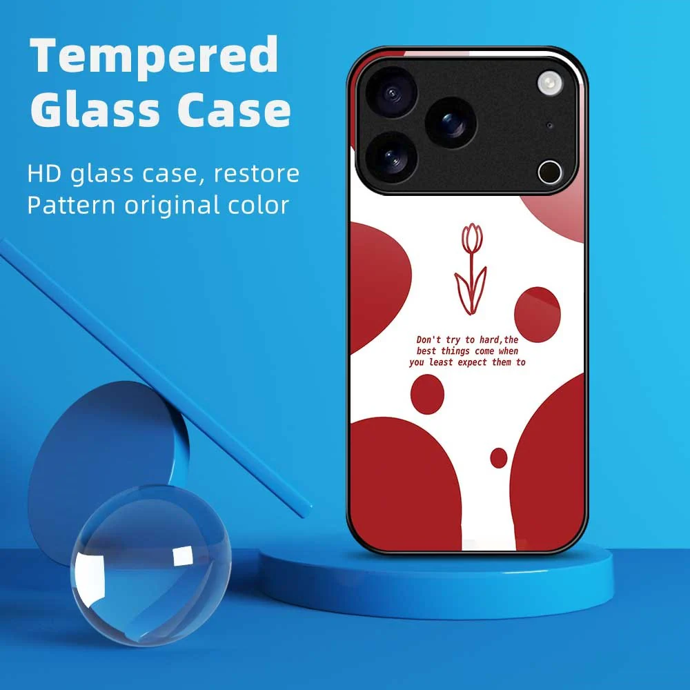For iPhone 17 Pro Max Case PC TPU Tempered Glass Pattern Printing Anti Drop Phone Back Cover - B0251 - Image 2