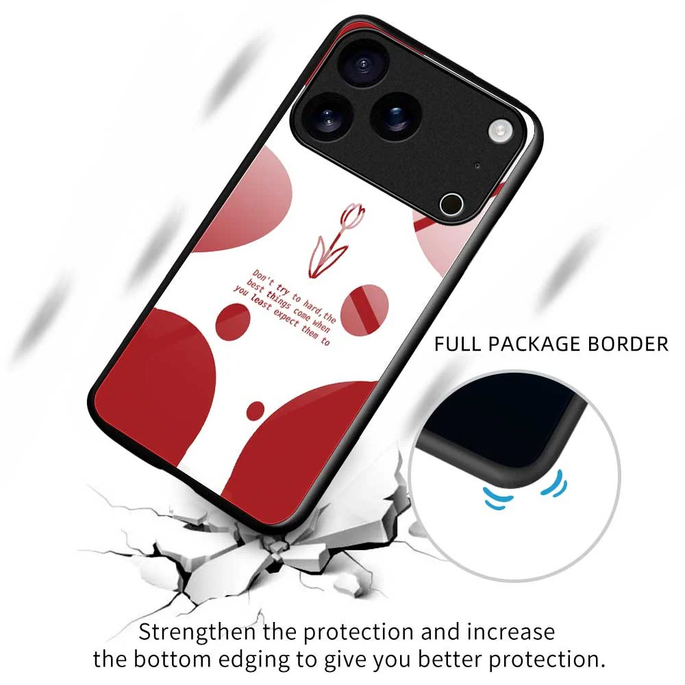 For iPhone 17 Pro Max Case PC TPU Tempered Glass Pattern Printing Anti Drop Phone Back Cover - B0251 - Image 3
