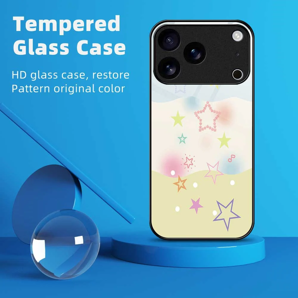 For iPhone 17 Pro Max Case PC TPU Tempered Glass Pattern Printing Anti Drop Phone Back Cover - B0257 - Image 2