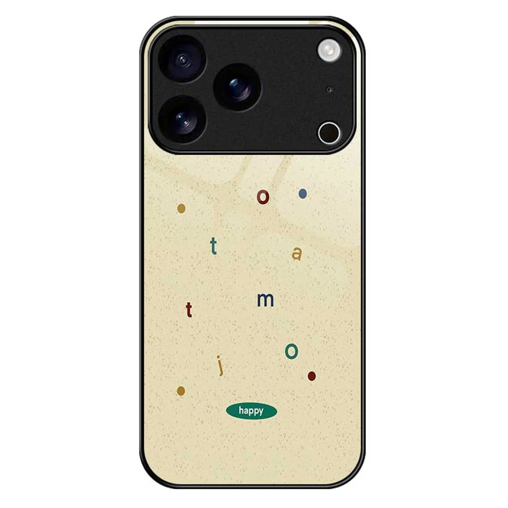 For iPhone 17 Pro Max Case PC TPU Tempered Glass Pattern Printing Anti Drop Phone Back Cover - B0258