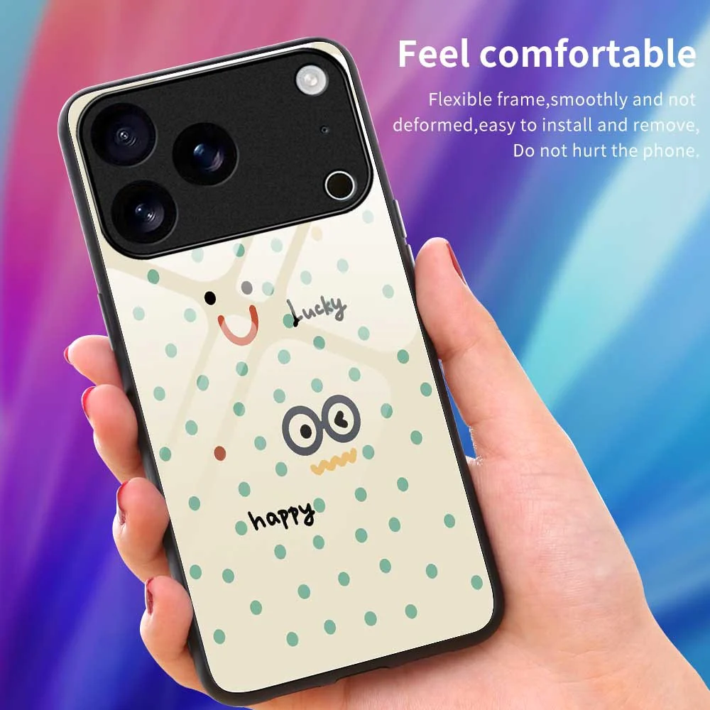 For iPhone 17 Pro Max Case PC TPU Tempered Glass Pattern Printing Anti Drop Phone Back Cover - B0263 - Image 4