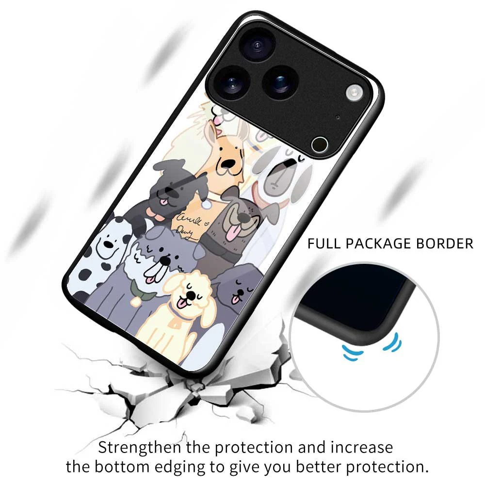 For iPhone 17 Pro Max Case PC TPU Tempered Glass Pattern Printing Anti Drop Phone Back Cover - B0266 - Image 3
