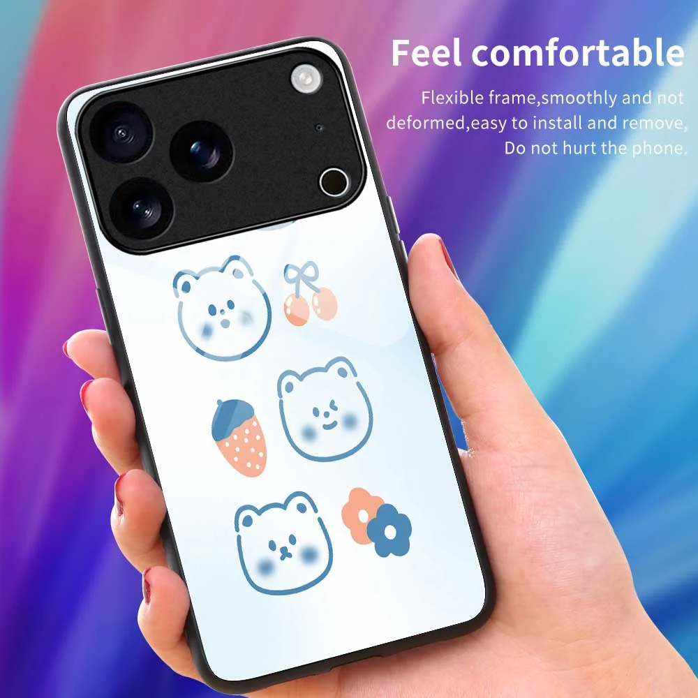 For iPhone 17 Pro Max Case PC TPU Tempered Glass Pattern Printing Anti Drop Phone Back Cover - B0267 - Image 4
