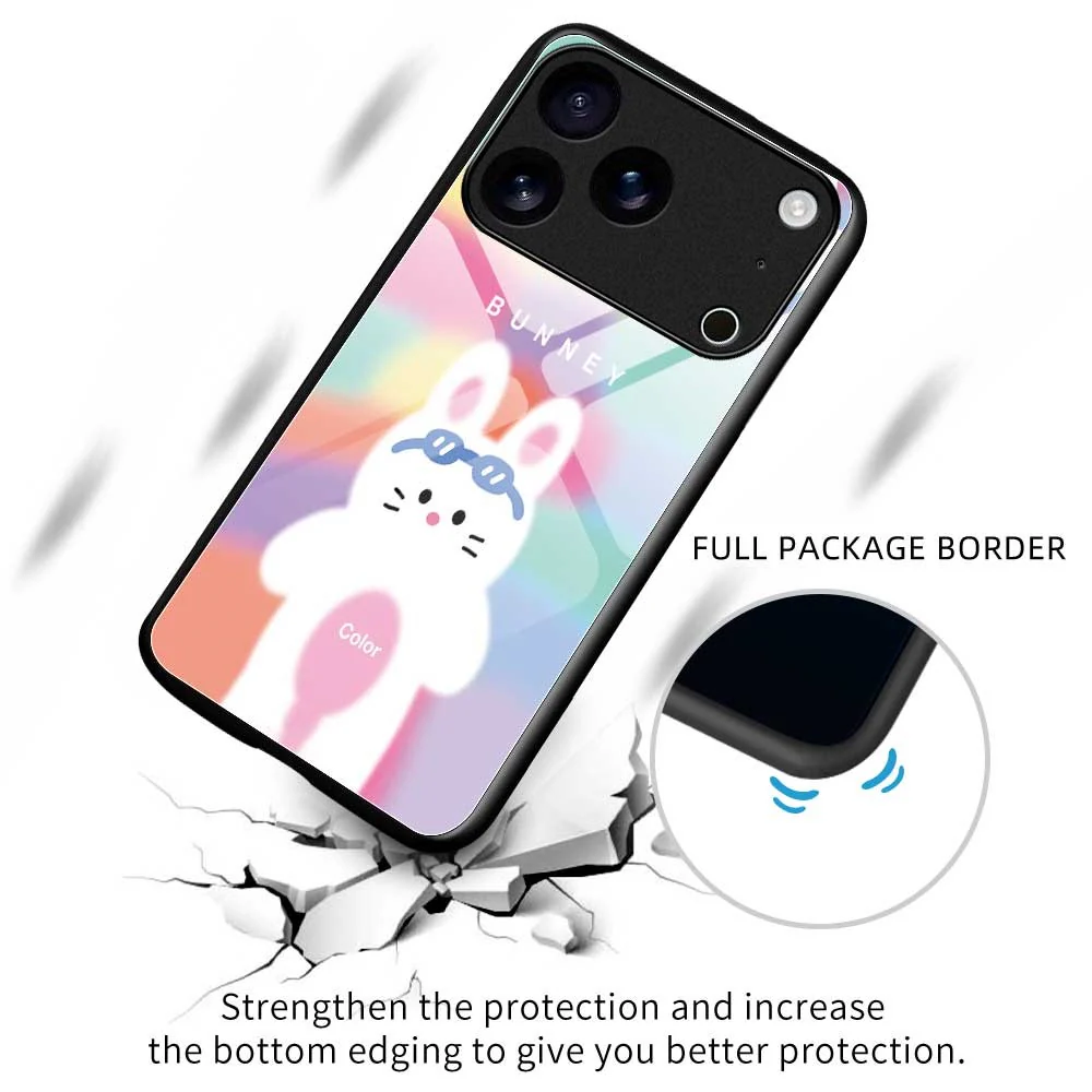 For iPhone 17 Pro Max Case PC TPU Tempered Glass Pattern Printing Phone Back Cover - B0129 - Image 3