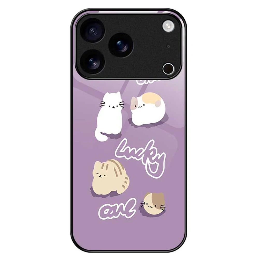For iPhone 17 Pro Max Case PC TPU Tempered Glass Pattern Printing Phone Back Cover - B0131
