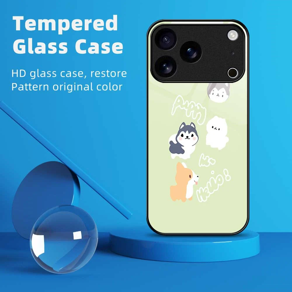 For iPhone 17 Pro Max Case PC TPU Tempered Glass Pattern Printing Phone Back Cover - B0139 - Image 2