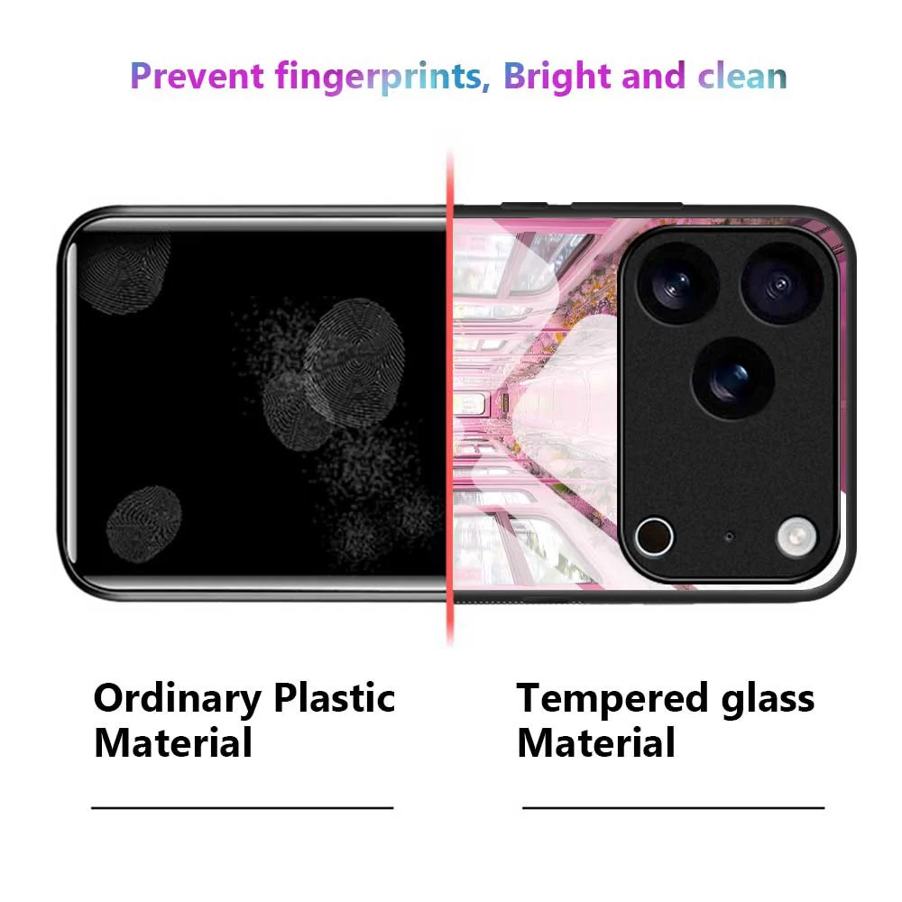 For iPhone 17 Pro Max Case PC TPU Tempered Glass Pattern Printing Shockproof Phone Back Cover - B0331 - Image 2