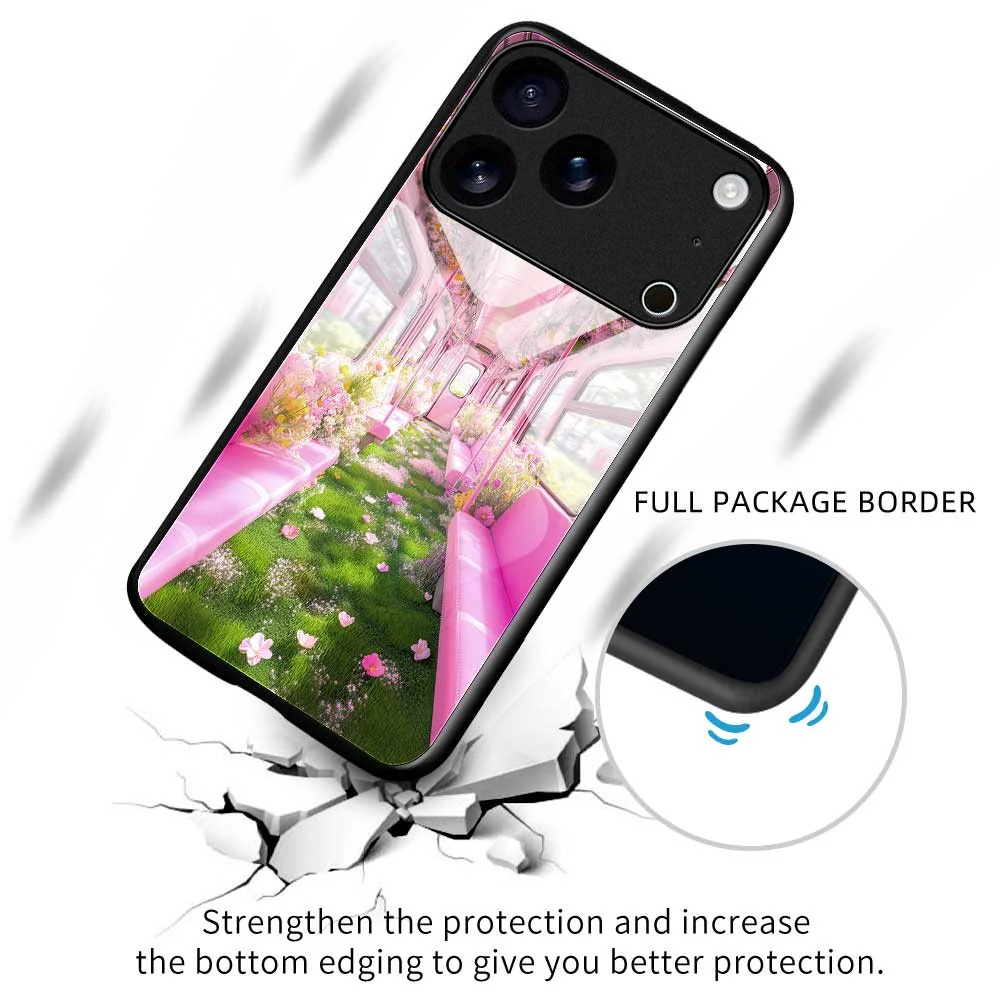 For iPhone 17 Pro Max Case PC TPU Tempered Glass Pattern Printing Shockproof Phone Back Cover - B0331 - Image 3