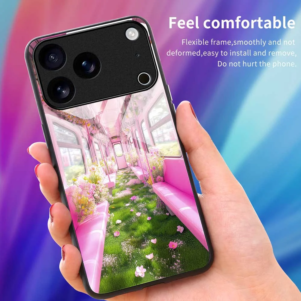 For iPhone 17 Pro Max Case PC TPU Tempered Glass Pattern Printing Shockproof Phone Back Cover - B0331 - Image 4