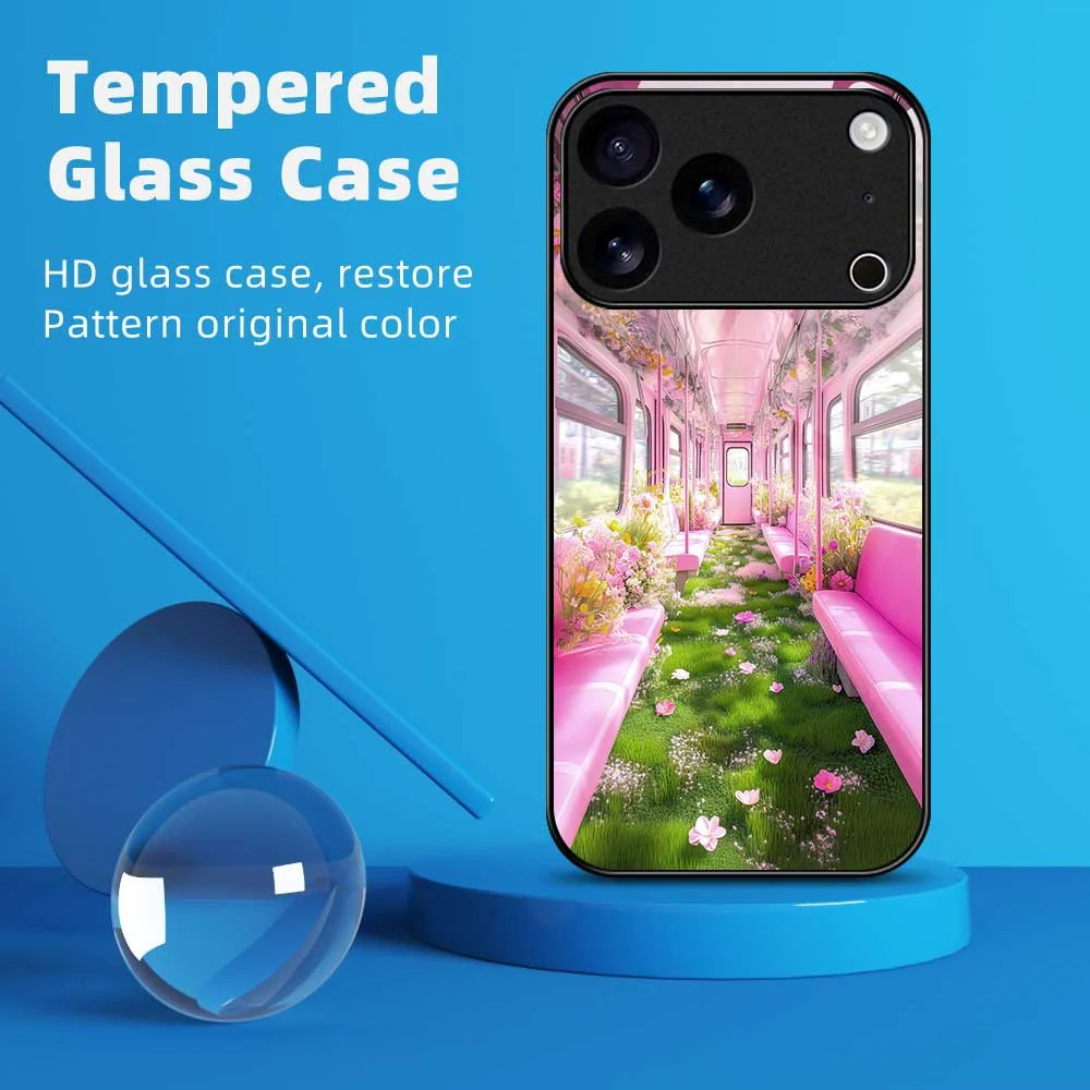 For iPhone 17 Pro Max Case PC TPU Tempered Glass Pattern Printing Shockproof Phone Back Cover - B0331 - Image 7