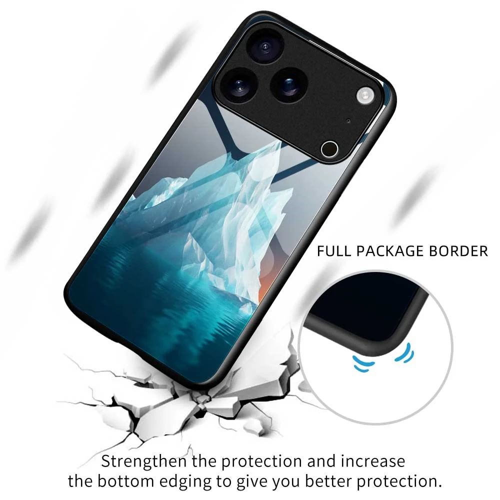 For iPhone 17 Pro Max Case PC TPU Tempered Glass Pattern Printing Shockproof Phone Back Cover - B0335 - Image 3