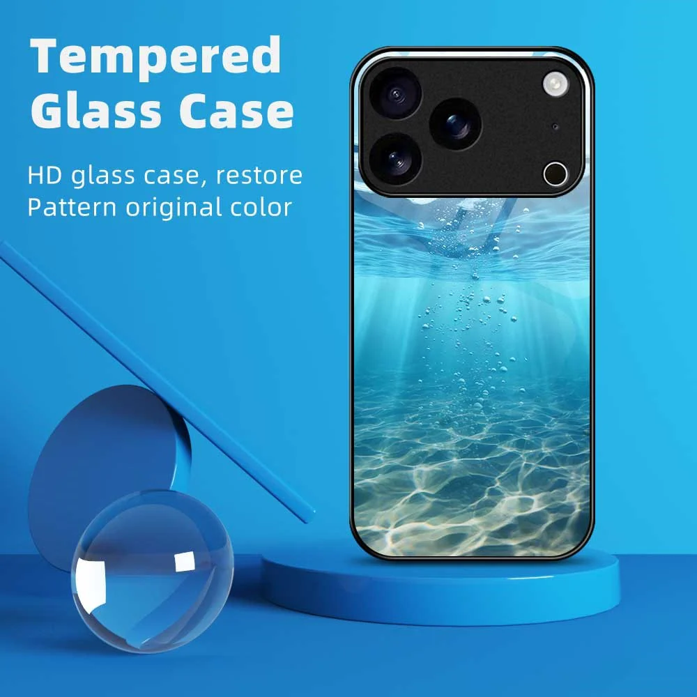 For iPhone 17 Pro Max Case PC TPU Tempered Glass Pattern Printing Shockproof Phone Back Cover - B0338 - Image 7