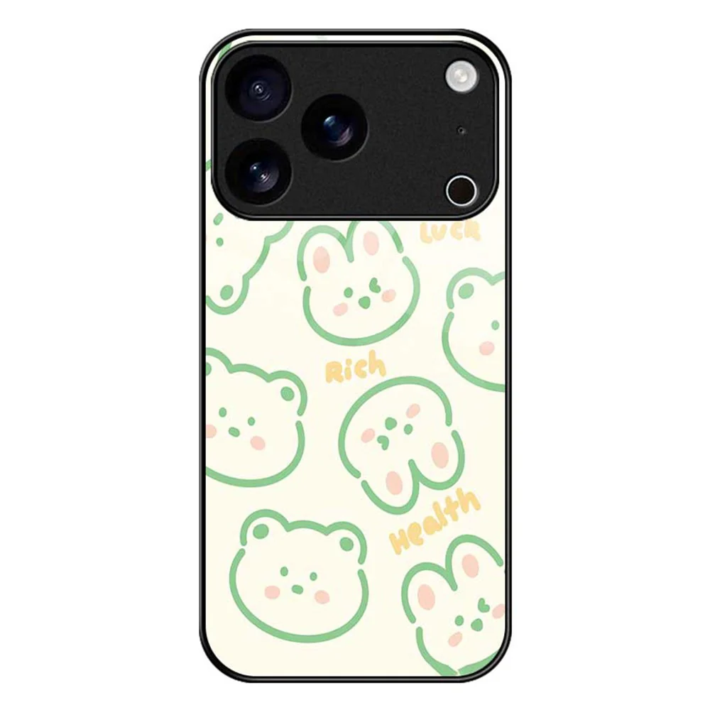 For iPhone 17 Pro Max Case PC TPU Tempered Glass Pattern Printing Slim Phone Back Cover - B0268