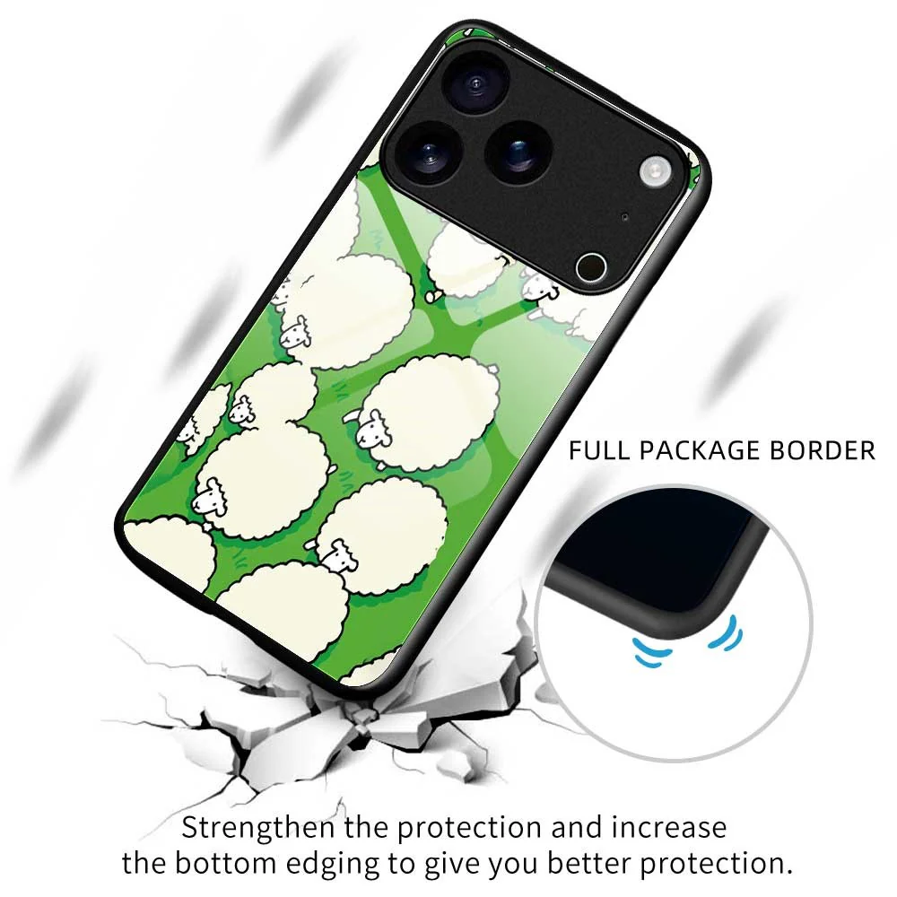 For iPhone 17 Pro Max Case PC TPU Tempered Glass Pattern Printing Slim Phone Back Cover - B0272 - Image 3