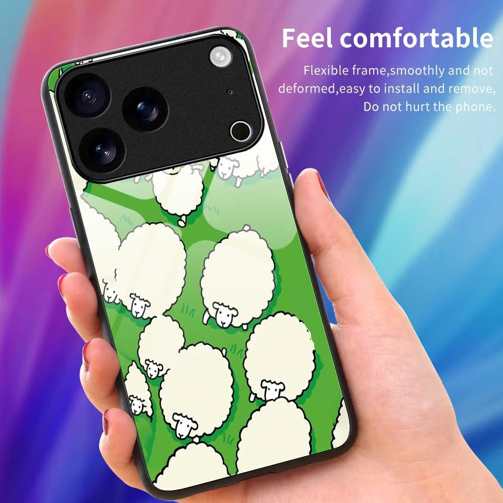For iPhone 17 Pro Max Case PC TPU Tempered Glass Pattern Printing Slim Phone Back Cover - B0272 - Image 4