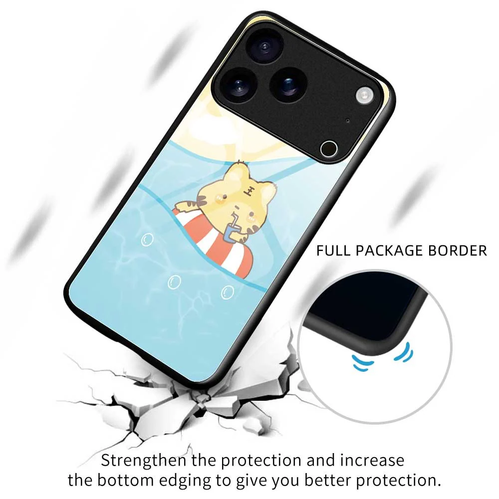 For iPhone 17 Pro Max Case PC TPU Tempered Glass Pattern Printing Slim Phone Back Cover - B0276 - Image 3