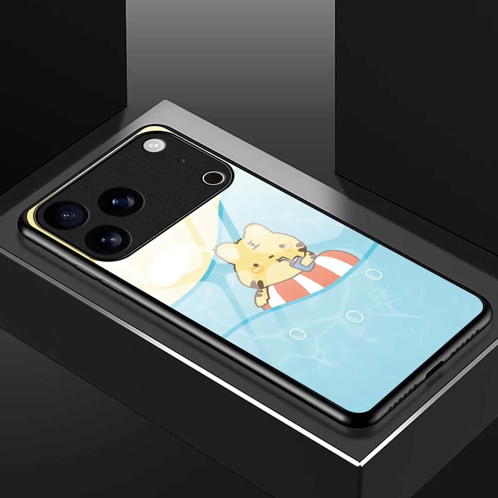 For iPhone 17 Pro Max Case PC TPU Tempered Glass Pattern Printing Slim Phone Back Cover - B0276 - Image 8