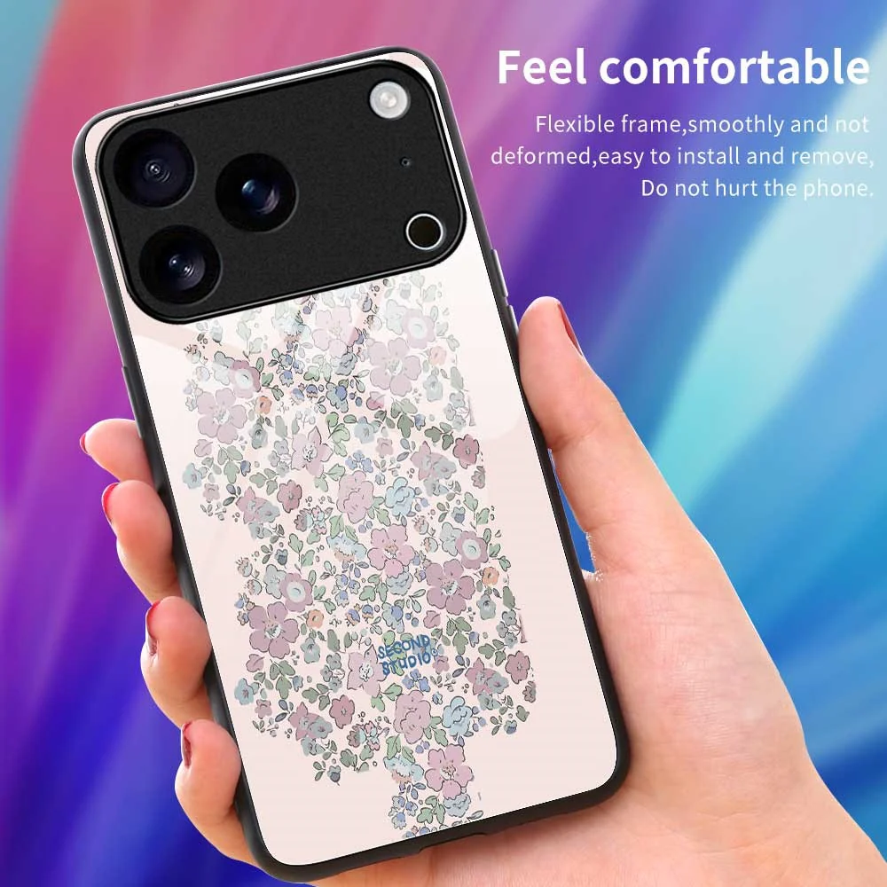 For iPhone 17 Pro Max Case PC TPU Tempered Glass Pattern Printing Slim Phone Back Cover - B0278 - Image 4