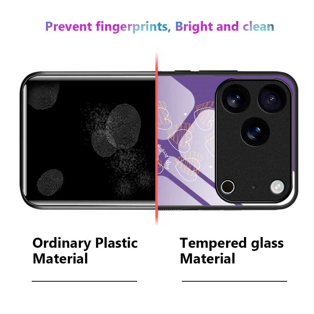 For iPhone 17 Pro Max Case PC TPU Tempered Glass Pattern Printing Slim Phone Back Cover - B0284 - Image 2