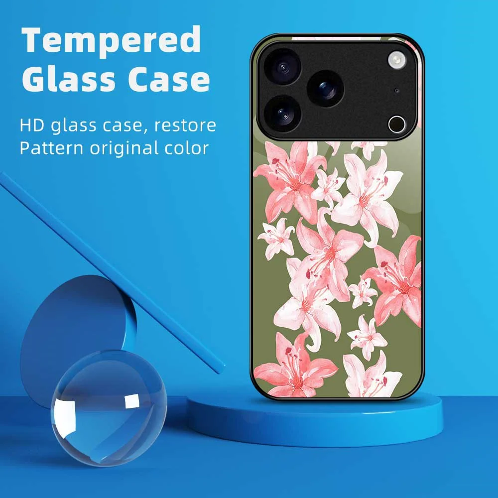 For iPhone 17 Pro Max Case PC TPU Tempered Glass Pattern Printing Slim Phone Back Cover - B0287 - Image 7