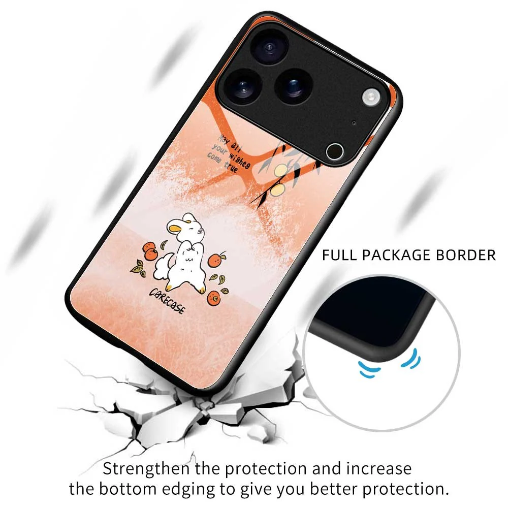 For iPhone 17 Pro Max Case PC TPU Tempered Glass Pattern Printing Slim Phone Back Cover - B0289 - Image 3