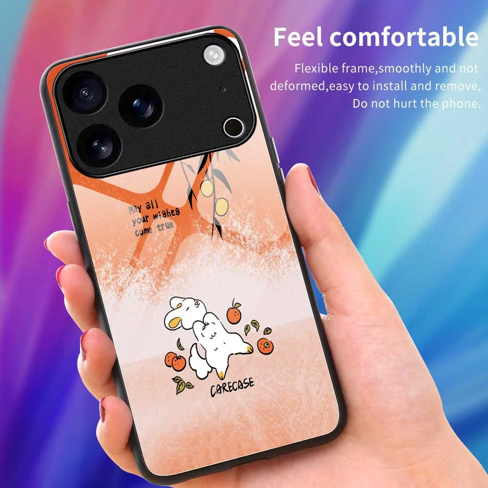 For iPhone 17 Pro Max Case PC TPU Tempered Glass Pattern Printing Slim Phone Back Cover - B0289 - Image 4