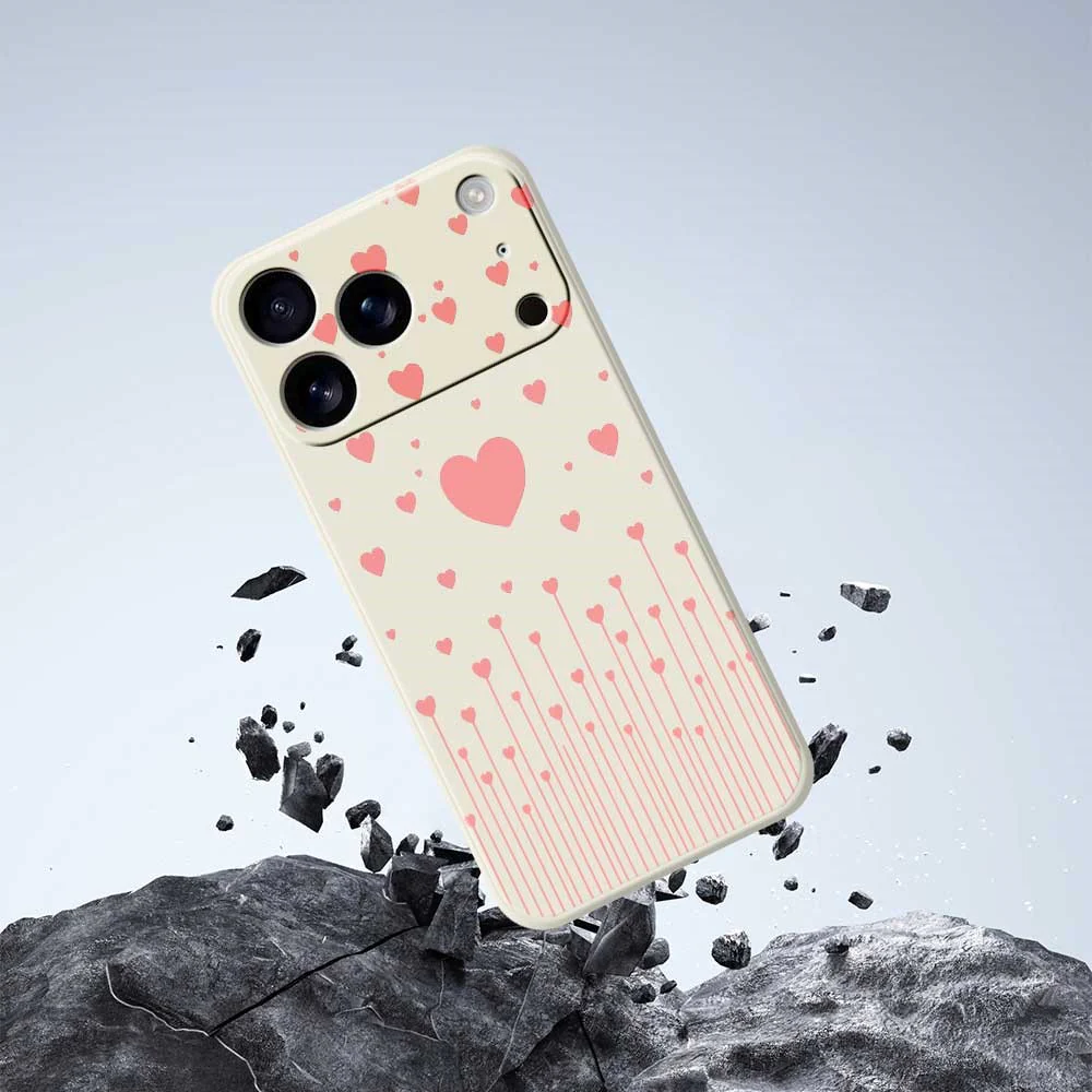 For iPhone 17 Pro Max Case Pink Love Pattern Printing Straight Edge TPU Phone Back Cover - Green - Image 7