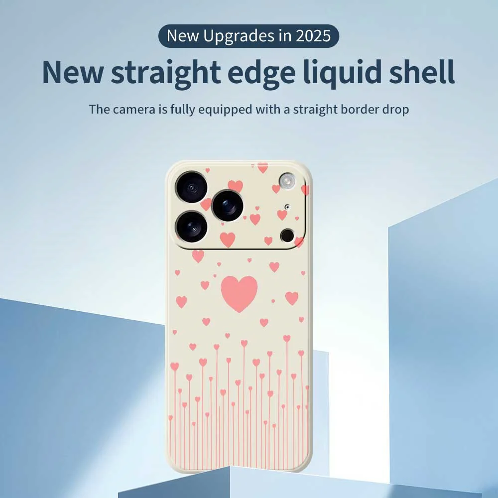 For iPhone 17 Pro Max Case Pink Love Pattern Printing Straight Edge TPU Phone Back Cover - Purple - Image 3