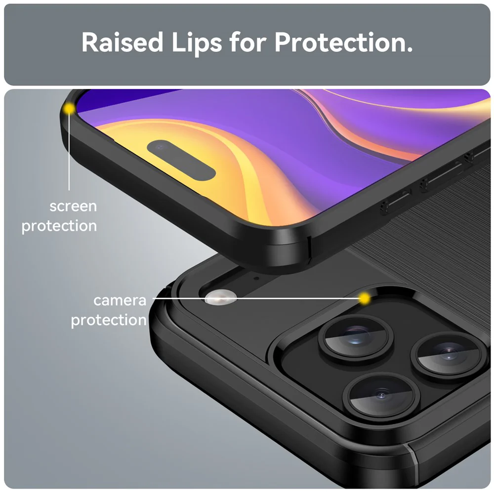 For iPhone 17 Pro Max Case Protective Phone Cover Carbon Fiber Texture Brushed - Black - Image 7