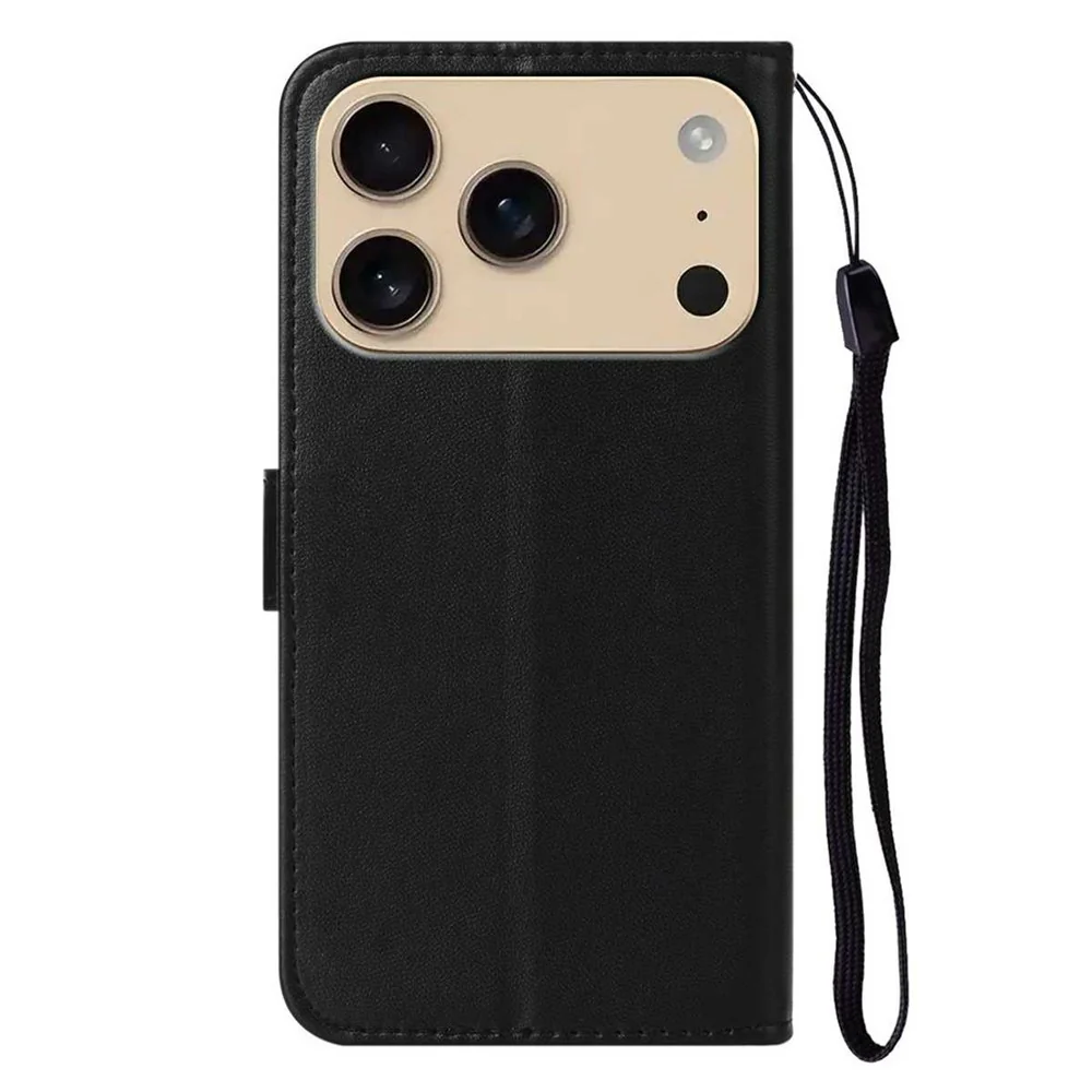 For iPhone 17 Pro Max Case PU Leather Flip Phone Cover Wallet Card Slot Holder - Black - Image 8