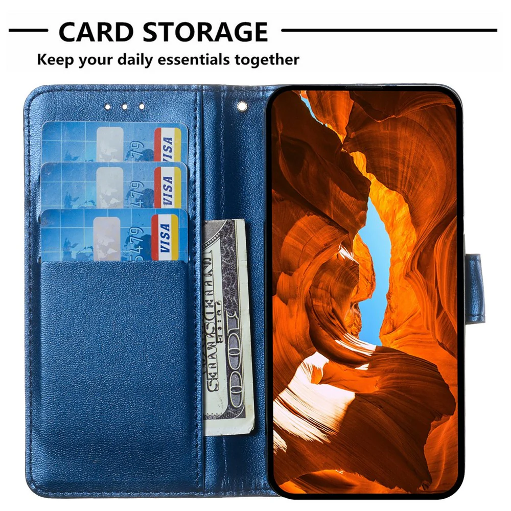 For iPhone 17 Pro Max Case PU Leather Flip Phone Cover Wallet Card Slot Holder - Blue - Image 3