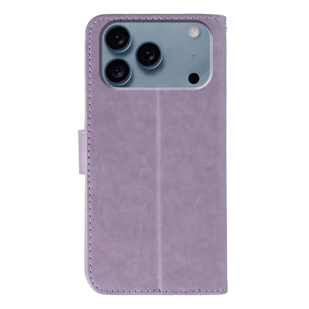 For iPhone 17 Pro Max Case PU Leather Flip Wallet Phone Cover with Strap - Purple - Image 5