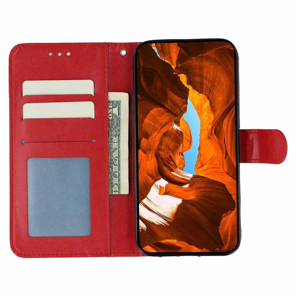 For iPhone 17 Pro Max Case PU Leather Flip Wallet Phone Cover with Strap - Red - Image 2