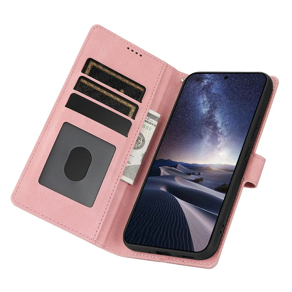 For iPhone 17 Pro Max Case PU Leather Phone Cover with Wallet Stand - Pink - Image 2