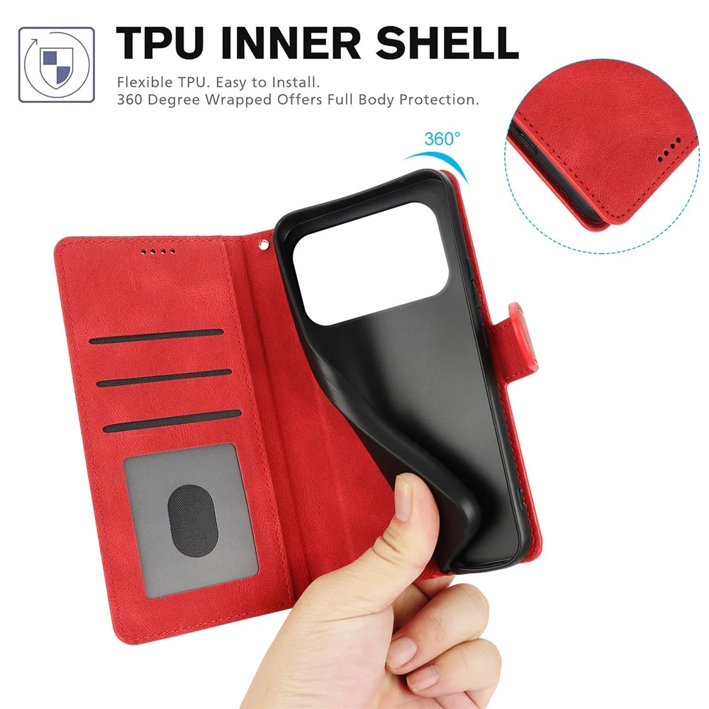 For iPhone 17 Pro Max Case PU Leather Phone Cover with Wallet Stand - Red - Image 6