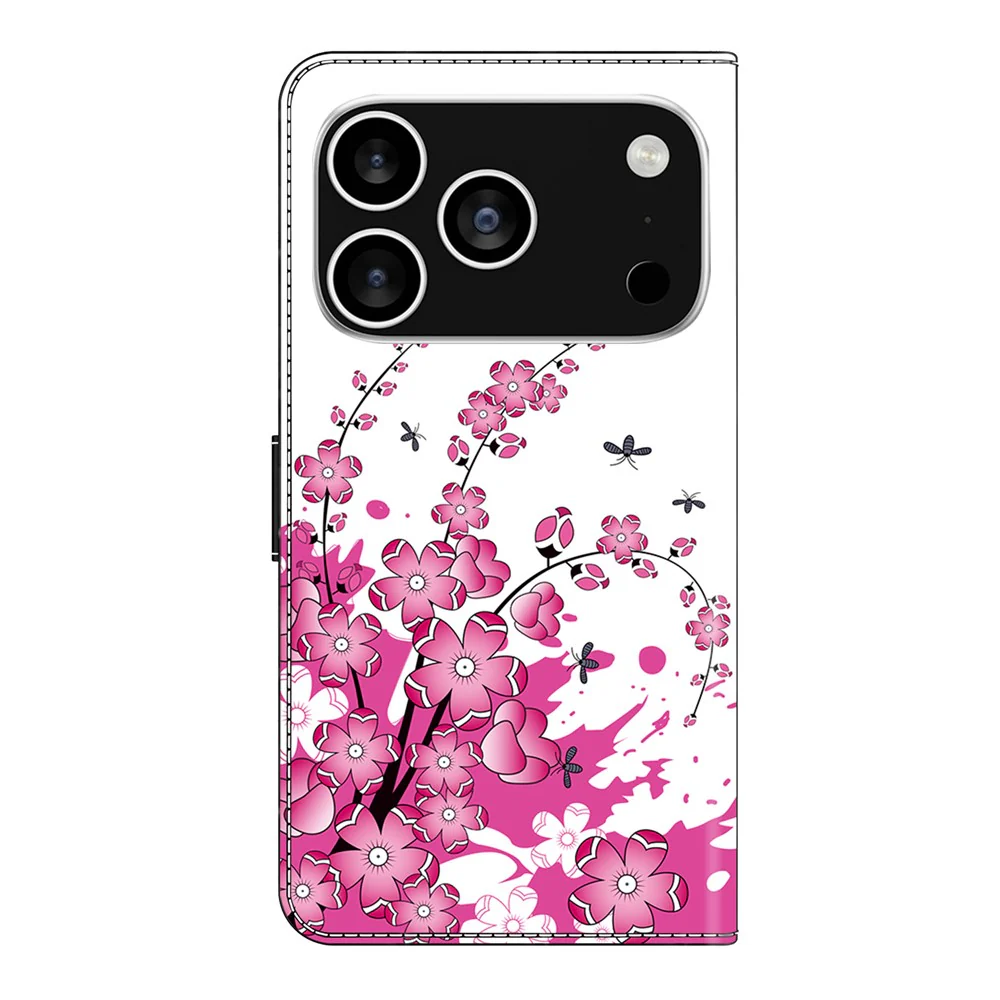 For iPhone 17 Pro Max Case PU Leather Wallet Phone Cover with Stand - Flower Vine - Image 6