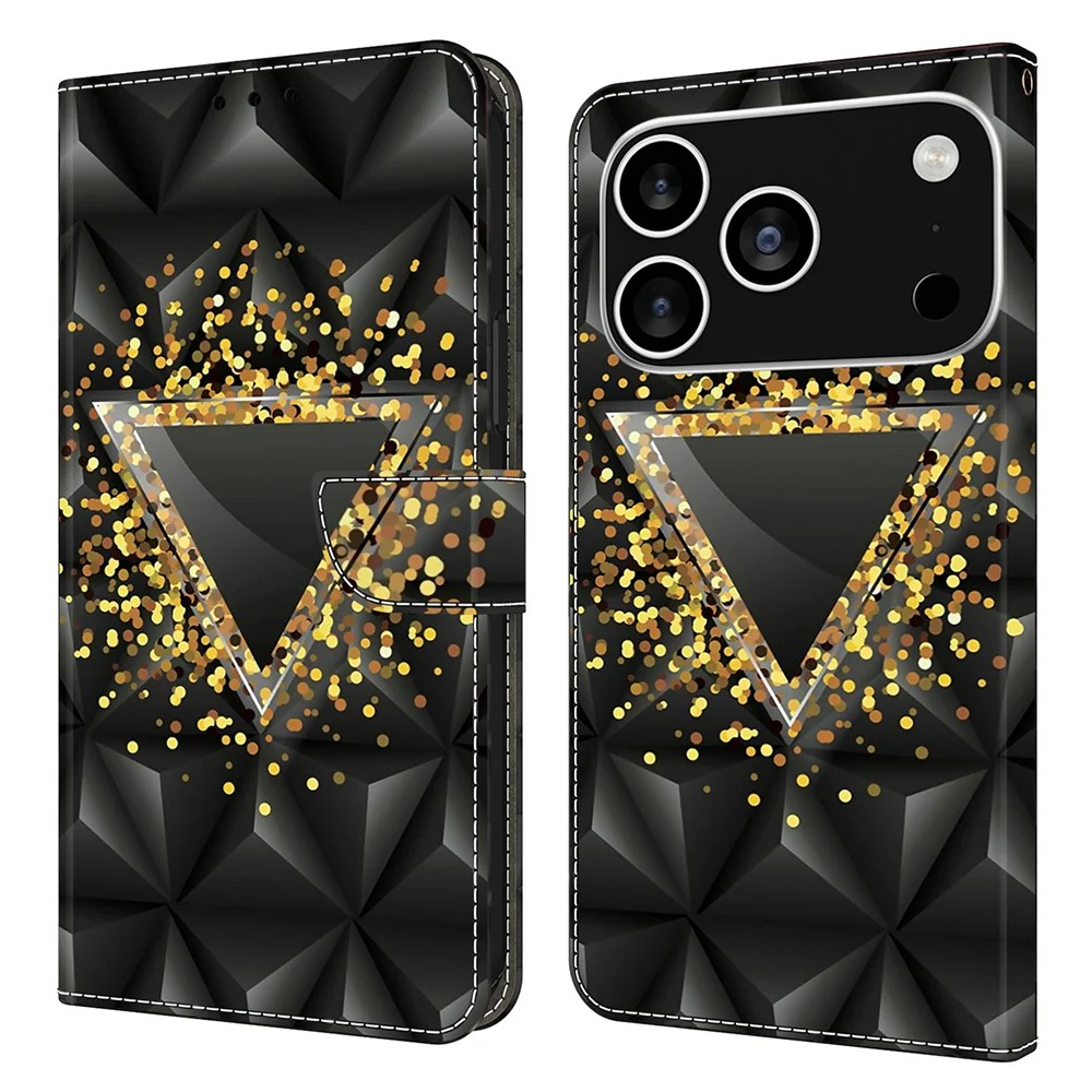 For iPhone 17 Pro Max Case PU Leather Wallet Phone Cover with Stand - Rhombus