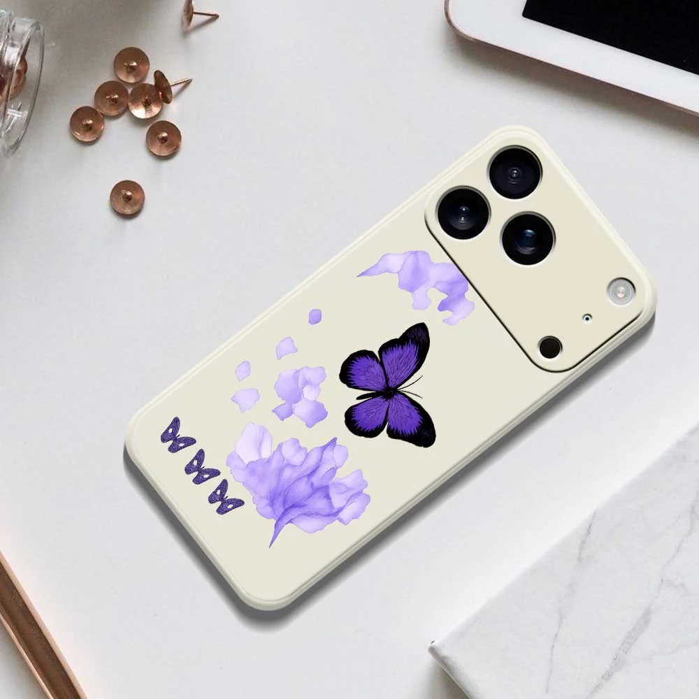 For iPhone 17 Pro Max Case Purple Butterfly Pattern Printing Straight Edge TPU Phone Back Cover - Green - Image 6