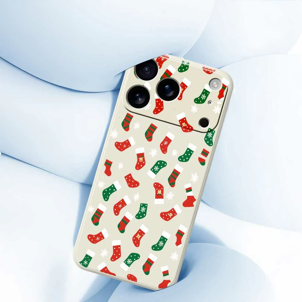 For iPhone 17 Pro Max Case Red and Green Socks Pattern Printing Straight Edge TPU Phone Back Cover - Purple - Image 4